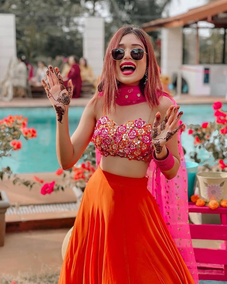 Shocking orange two piece