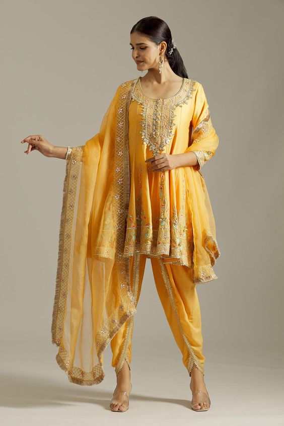 Short anarkali with dhoti pant