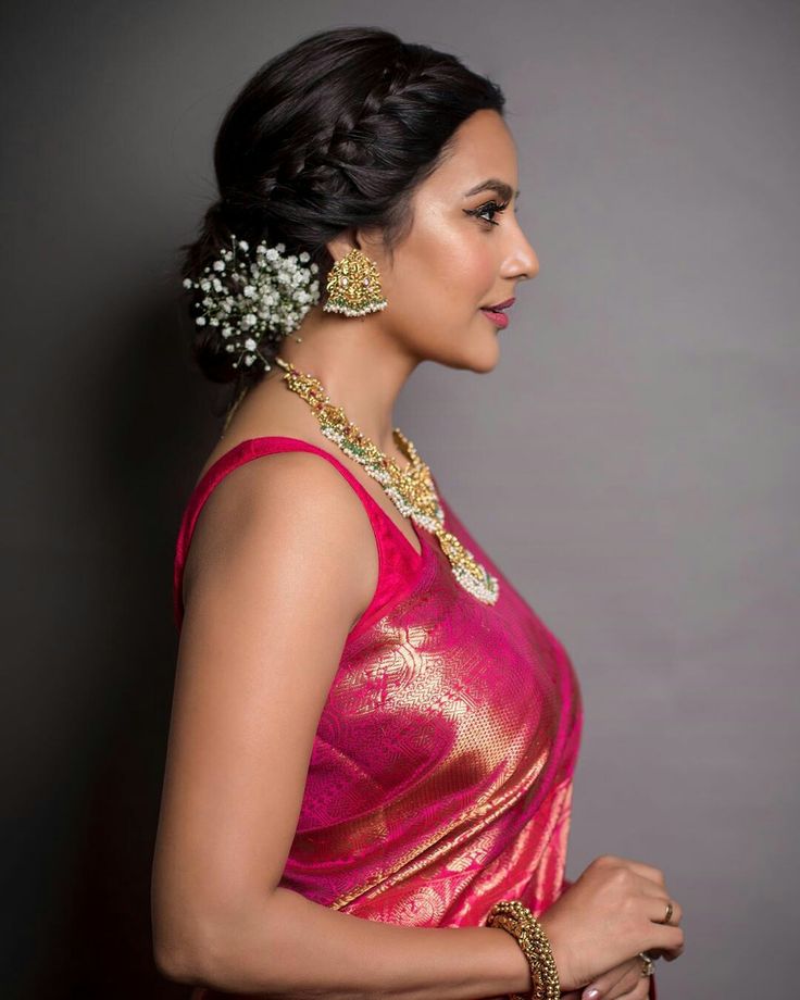 Side braided look decorated with flowers