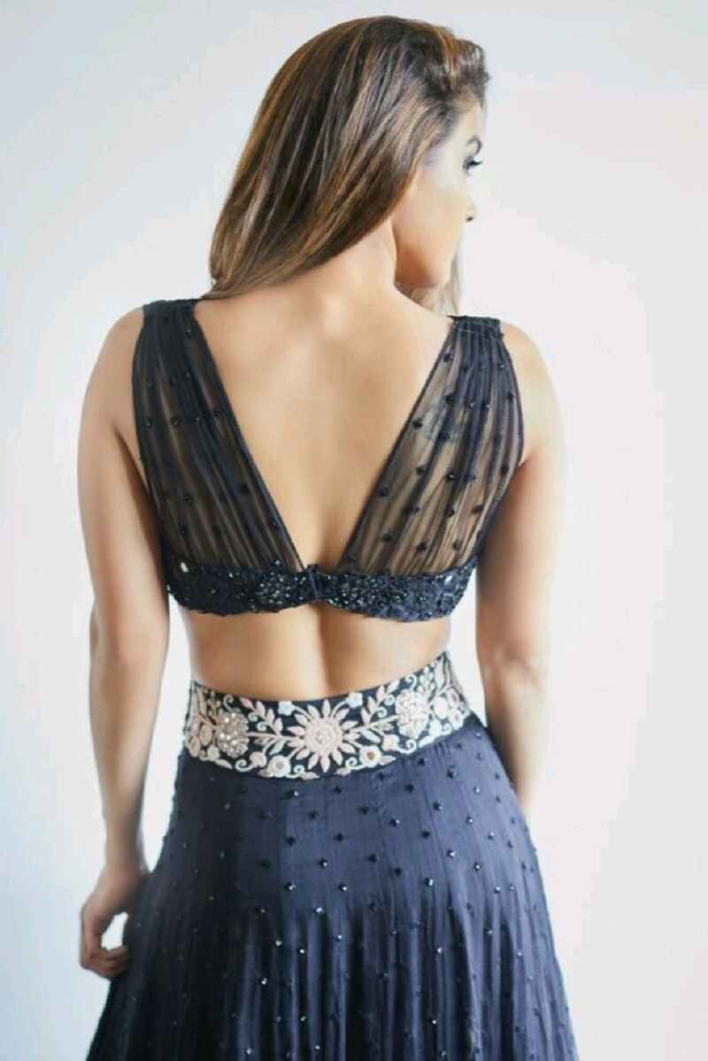 V-neck-net-fancy-blouse-design-back-side-images