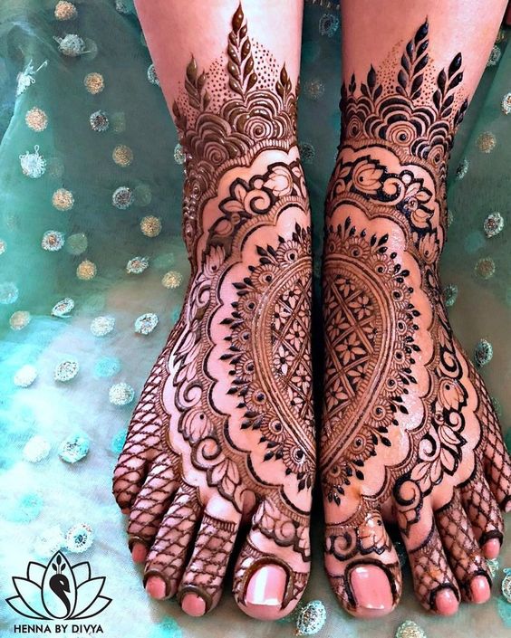 bridal feet mehndi design