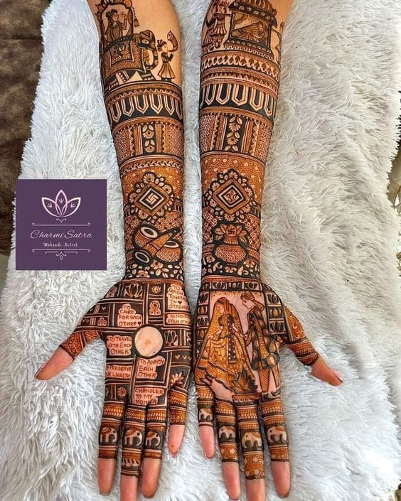 bride groom mehndi design