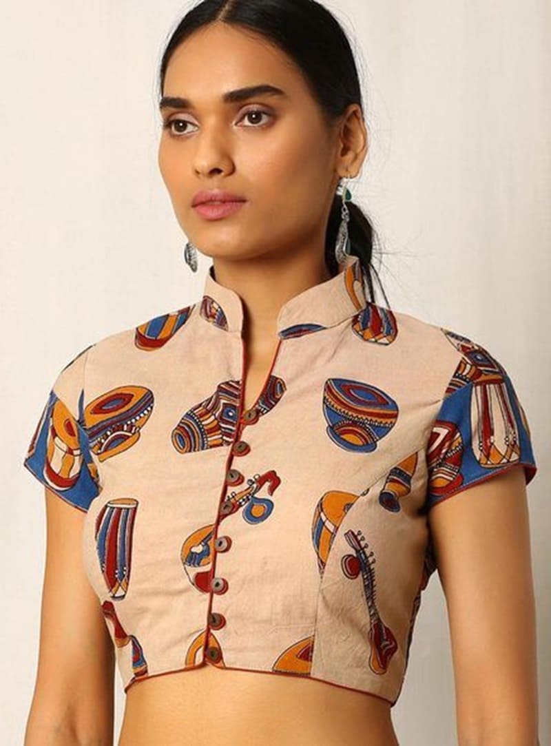 buttoned-front-with-cap-sleeves-blouse-front-design