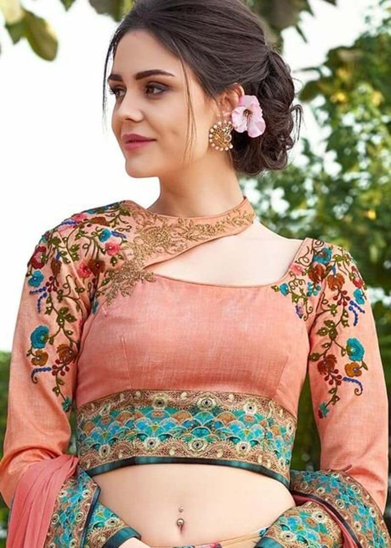 cold-shoulder-with-high-neck-blouse-front-neck-designs
