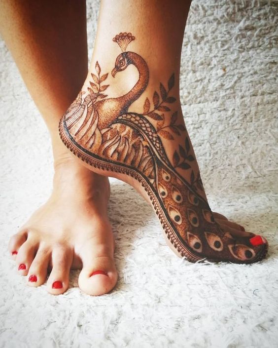 foot mehndi peacock