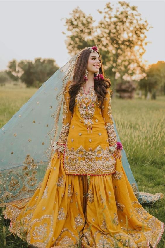 haldi function dress for bride