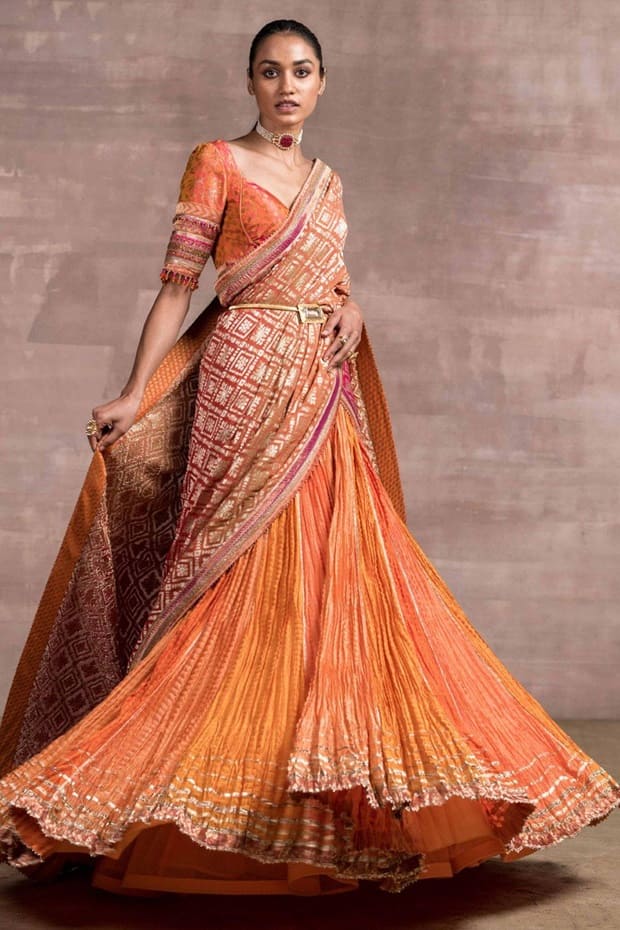 lehenga style saree drape 