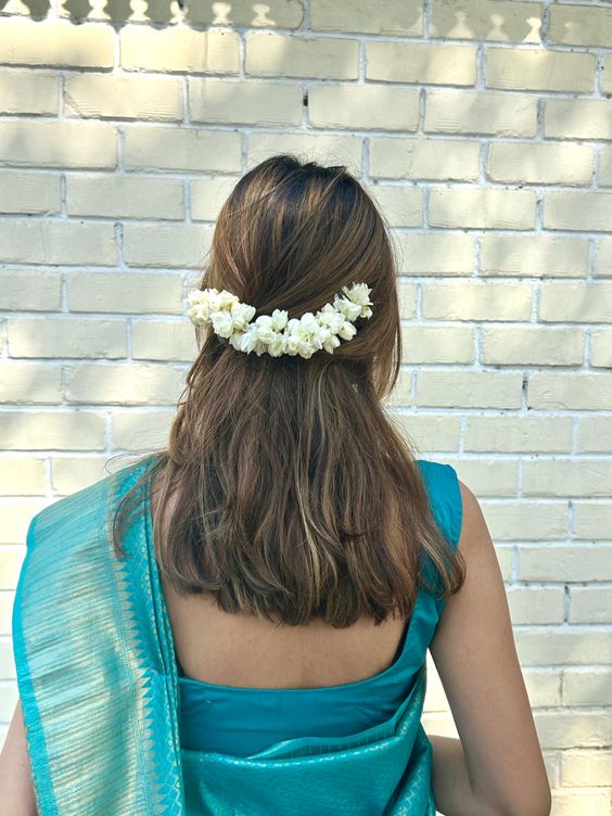 open hairstyle with flowers