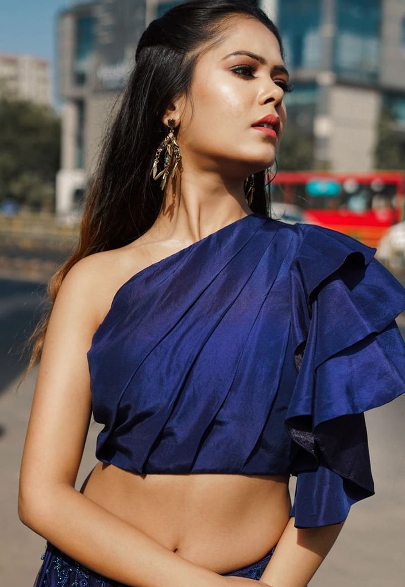 pleated-one-shoulder-ruffle-blouse-front-design