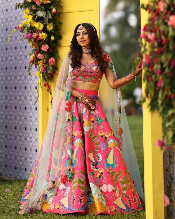 pop color lehenga