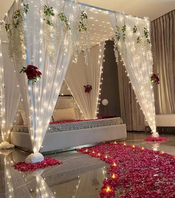 rose romantic first night room decoration ideas