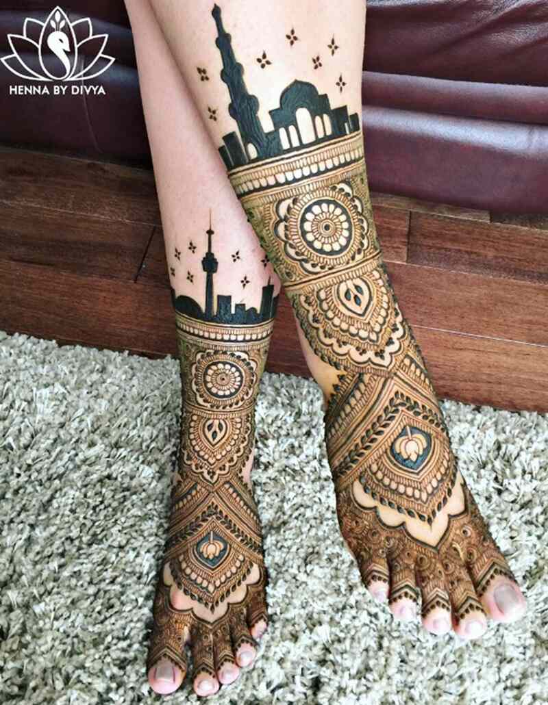 Architecture-inspired-feet-mehndi-design