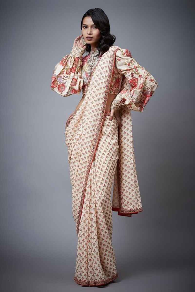 Balloon-sleeves-fancy-cotton-saree-blouse-designs