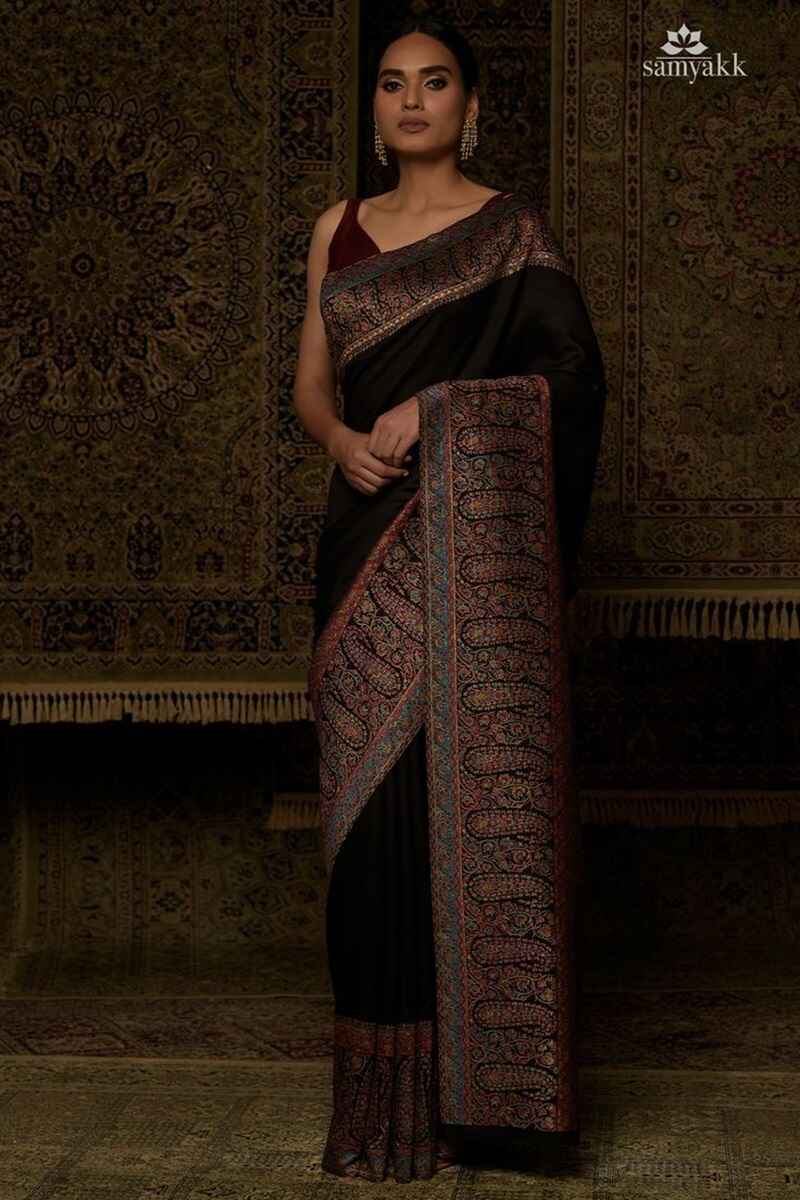 Banarasi-tussar-silk-black-saree-party-wear