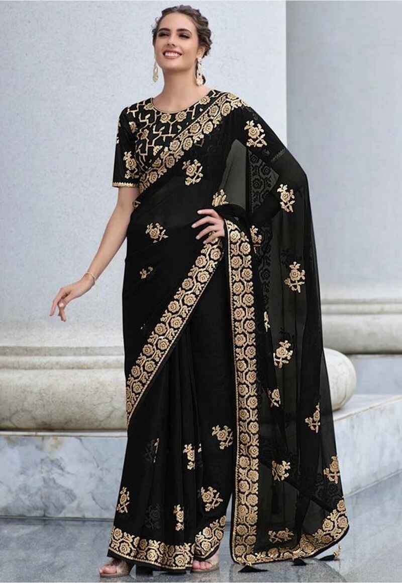 Black-chiffon-saree-with-zari-embroidery-black-saree-for-women