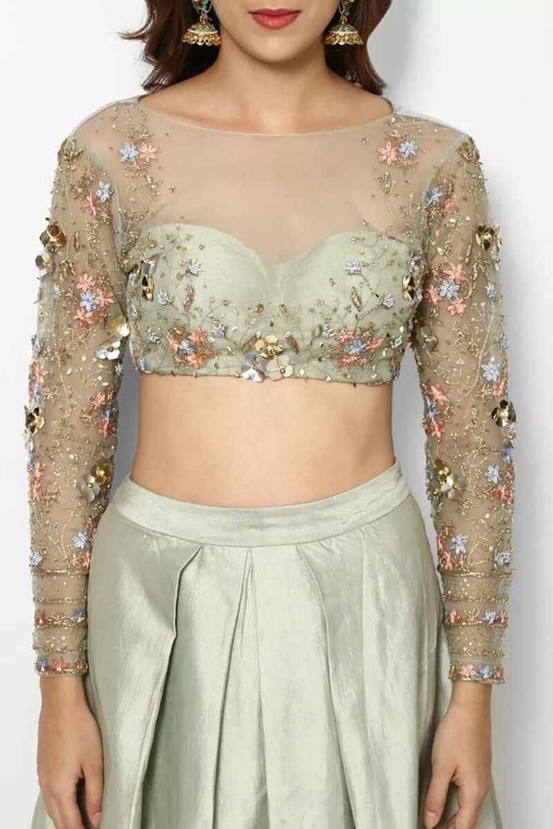 Boat-neck-front-net-blouse-design