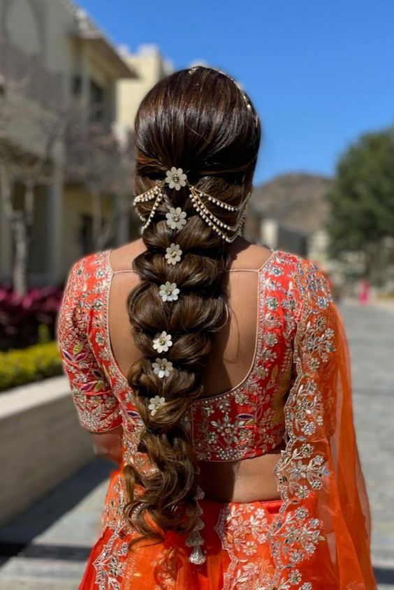 Braided bridal hairstyle for curly hair