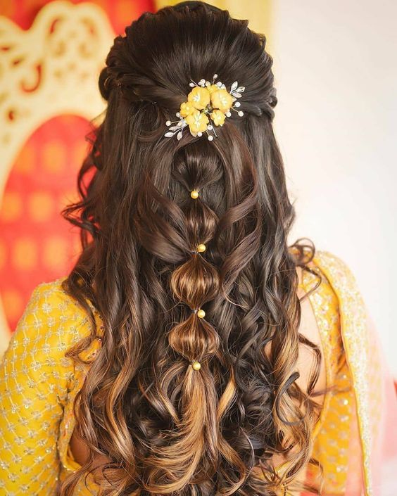 Bubble braid with yellow flowers
