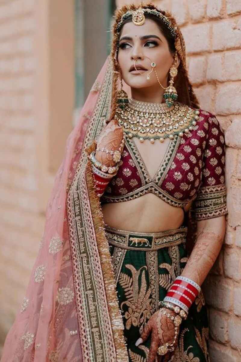 Deep-V-neck-bridal-blouse-designs