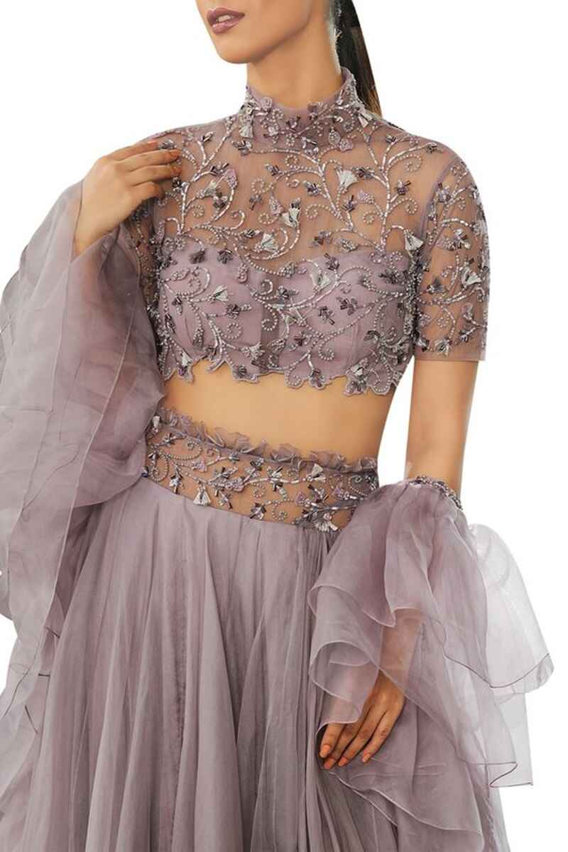 Embroidered-high-neck-net-blouse-design-front-and-back