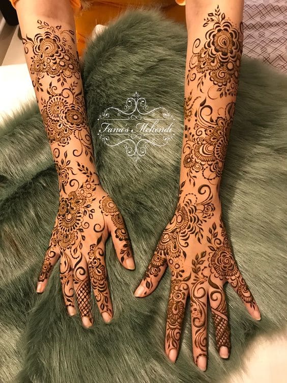 Flower mehndi designs full hand