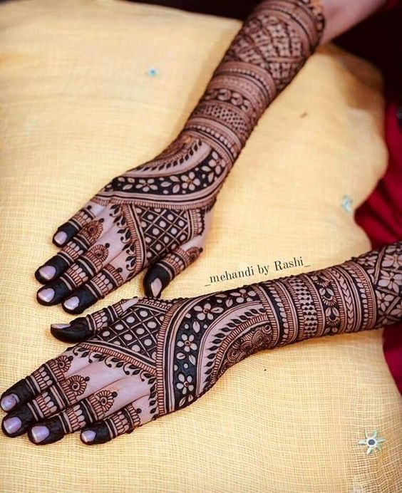 Full hand semi-circular henna design