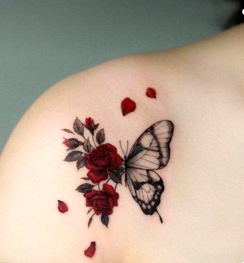 Half butterfly tattoo design