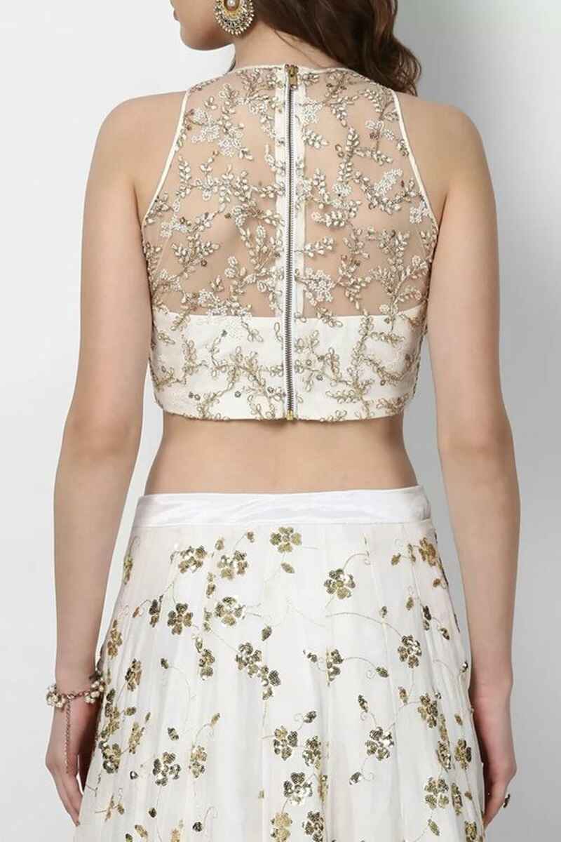 High-neck-sleeveless-net-blouse-back-neck-designs