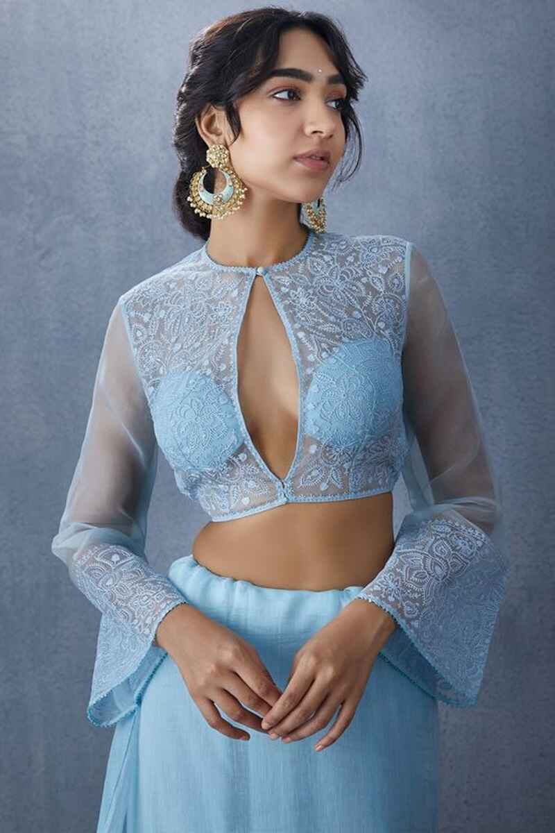 Keyhole-net-blouse-design-front-and-back