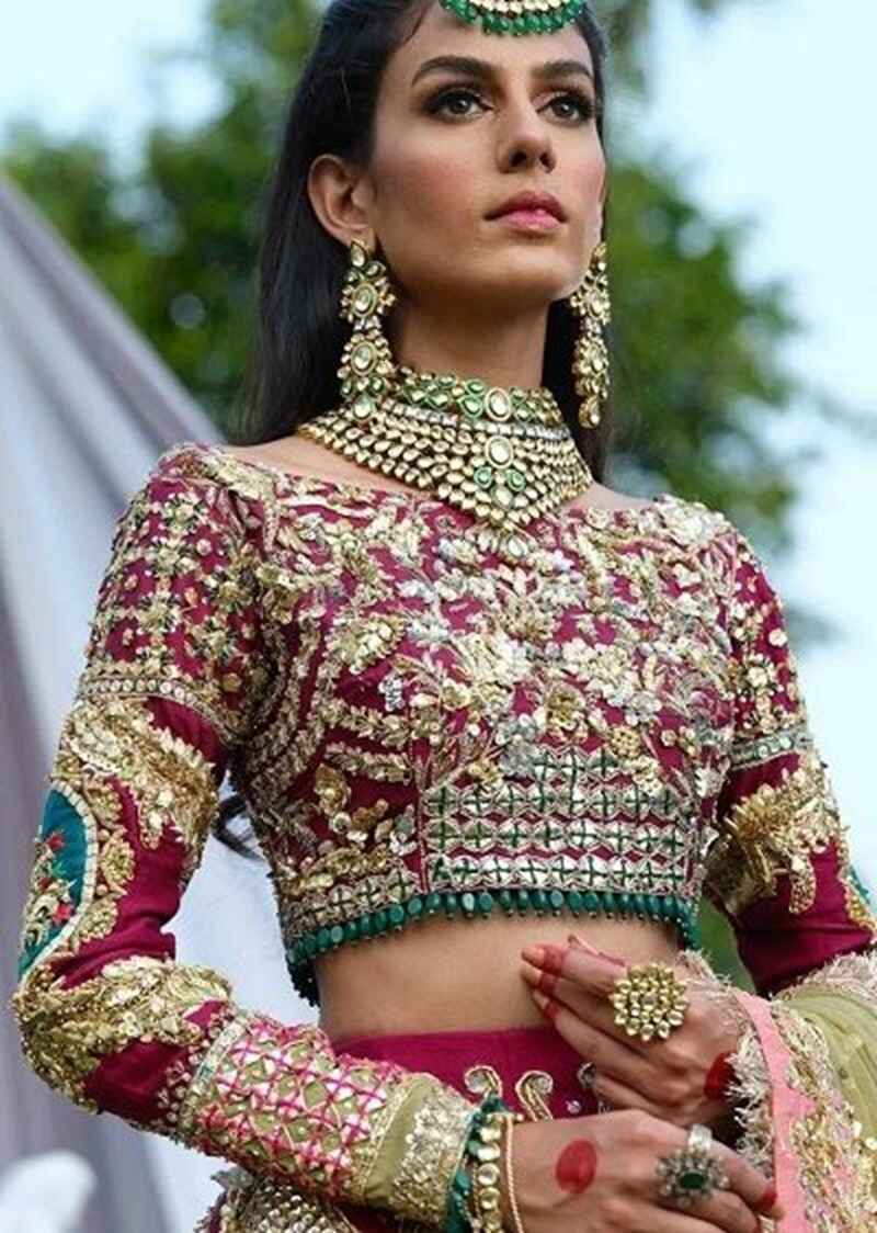 Kundan-embellished-silk-simple-embroidery-bridal-blouse-designs