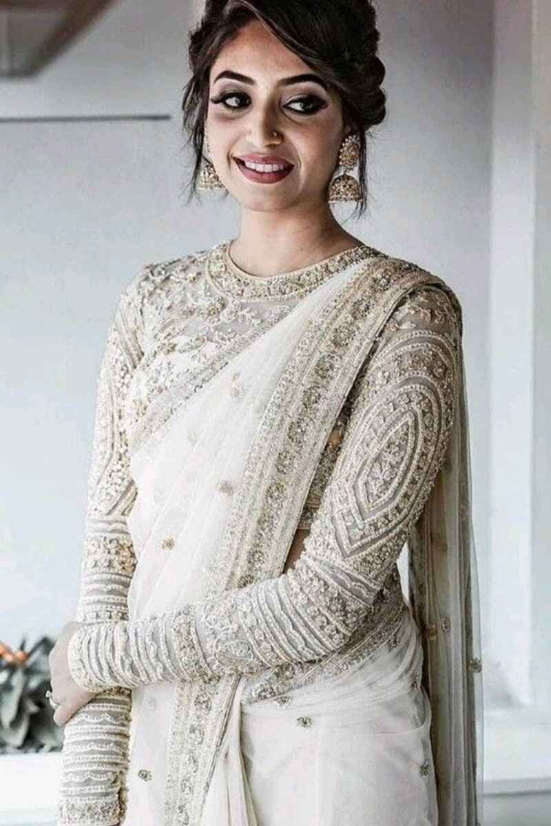 Laced-net-saree-blouse-designs-front-and-back