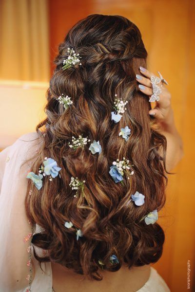 Loose braid tiara with soft curls