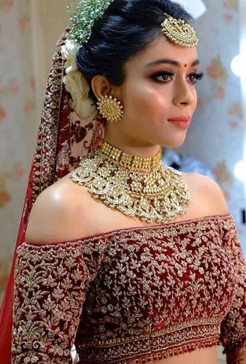 Off-shoulder-embroidery-bridal-blouse-designs