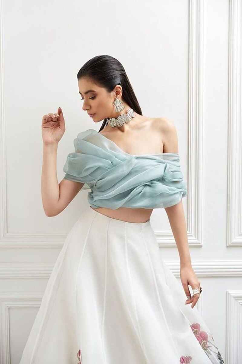 Off-shoulder-front-net-blouse-design