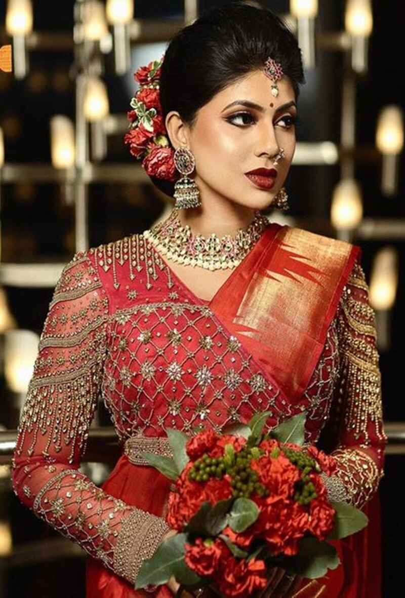 Overlap-embellished-bridal-saree-blouse-designs
