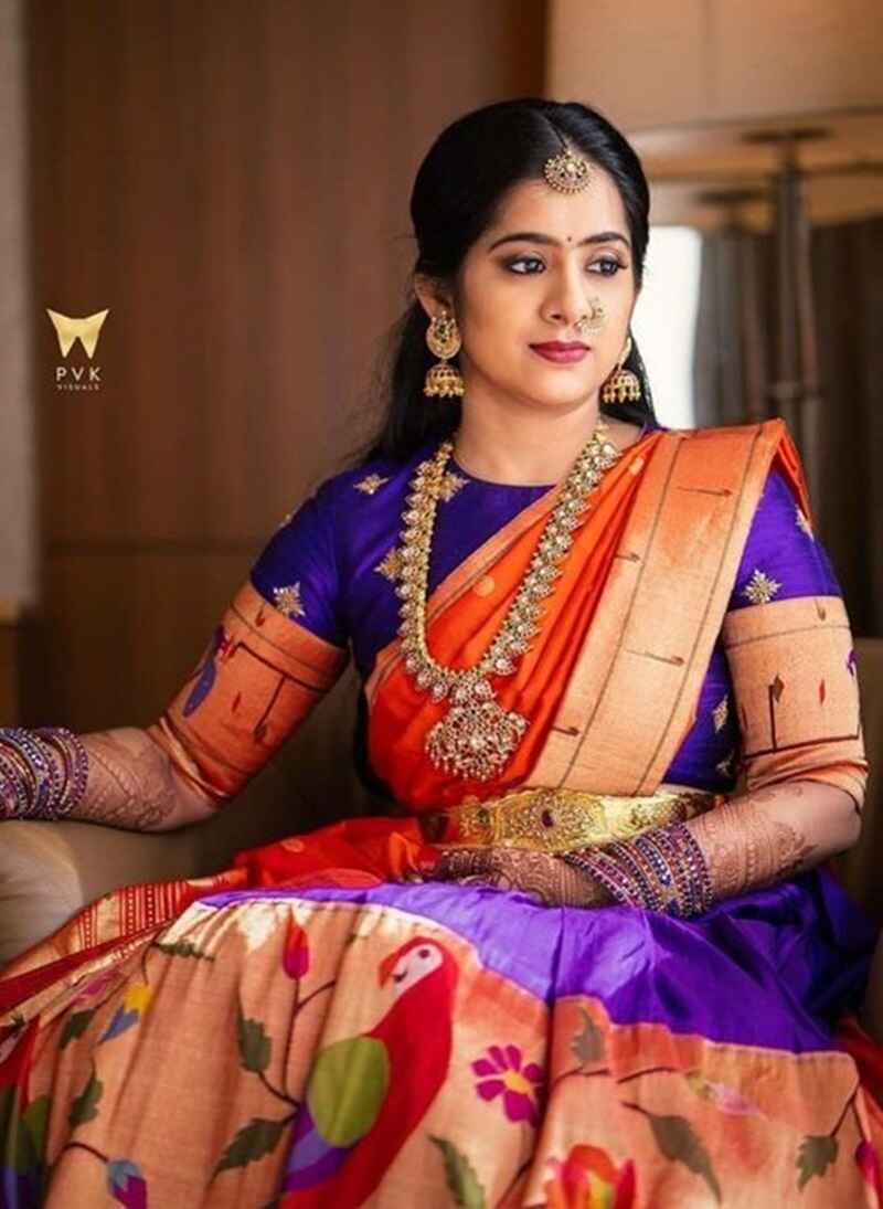 Peacock-pattern-fancy-paithani-saree-blouse-design