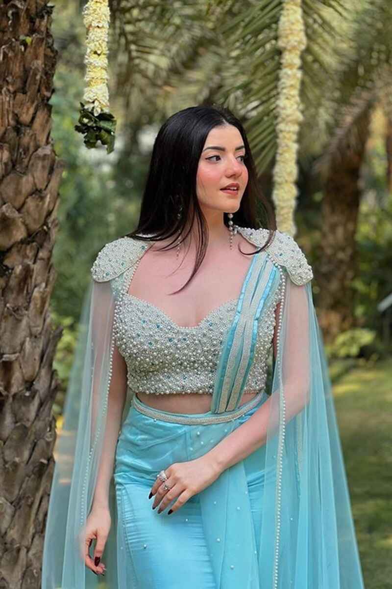 Pearl-embellished-with-cape-latest-blouse-designs-for-fancy-sarees