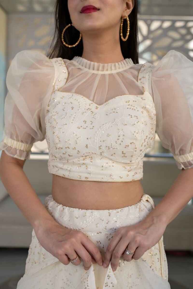 Puff-sleeves-with-victorian-collar-net-blouse-design-front-and-back