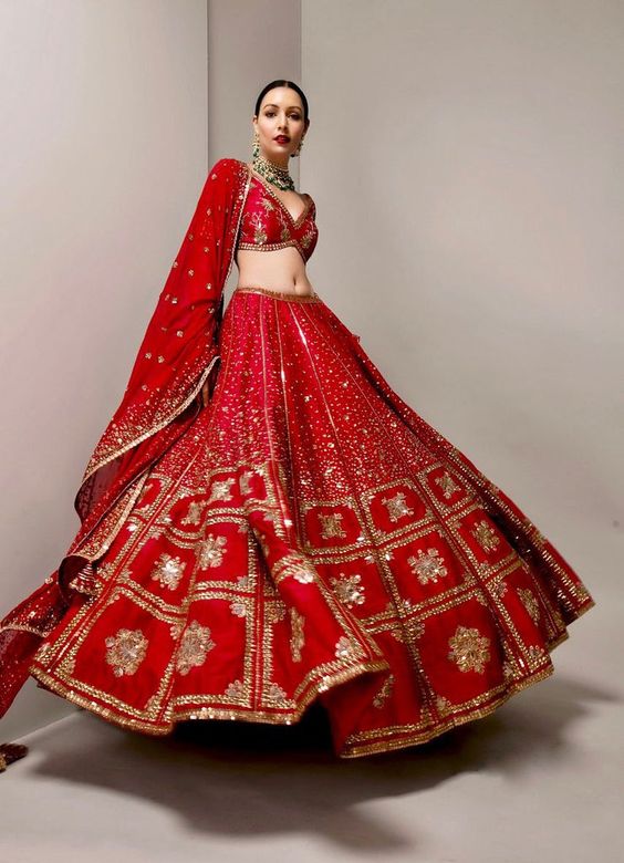 Regal Red Zardosi Embroidered Bridal Lehenga Set