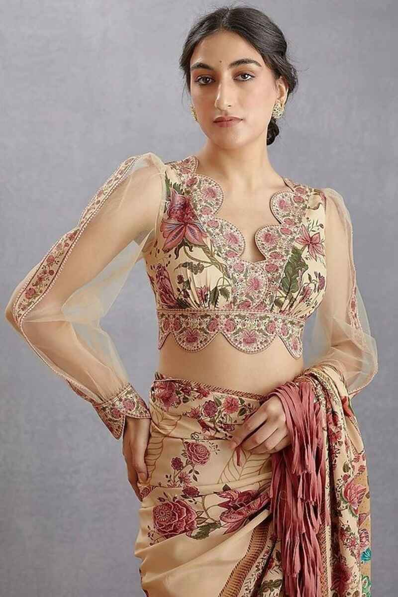 Scalloped-pattern-with-balloon-sleeves-sexy-blouse-design