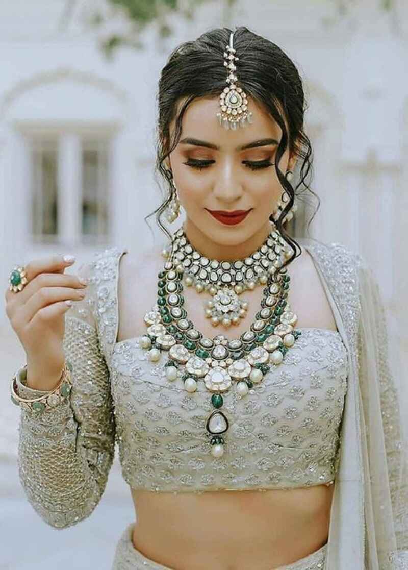 Sequin-embellished-square-neck-bridal-blouse-designs