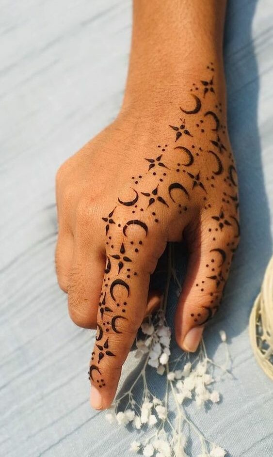 Simple palm henna with stars