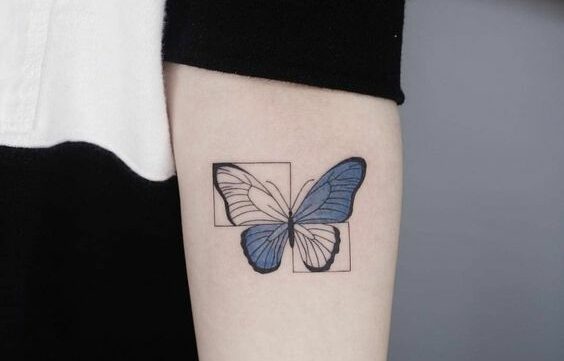 Symmetrical coloured tattoo