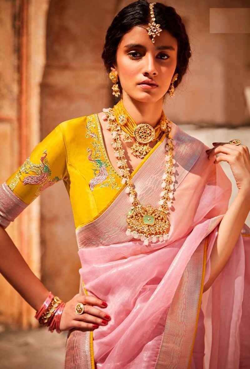 U-neck-fancy-paithani-saree-blouse-design