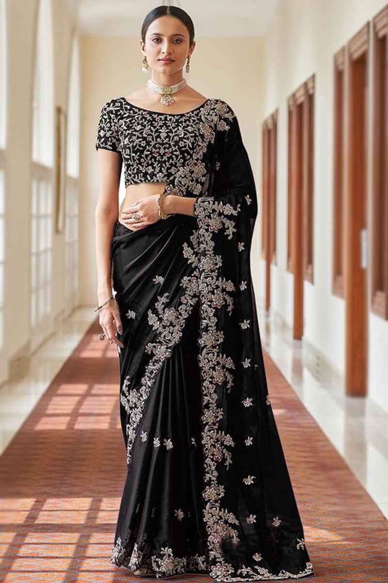 Zari-and-dori-work-georgette-black-saree-party-wear
