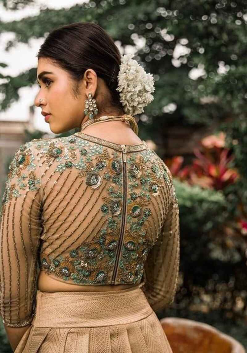 Zip-up-net-blouse-back-design