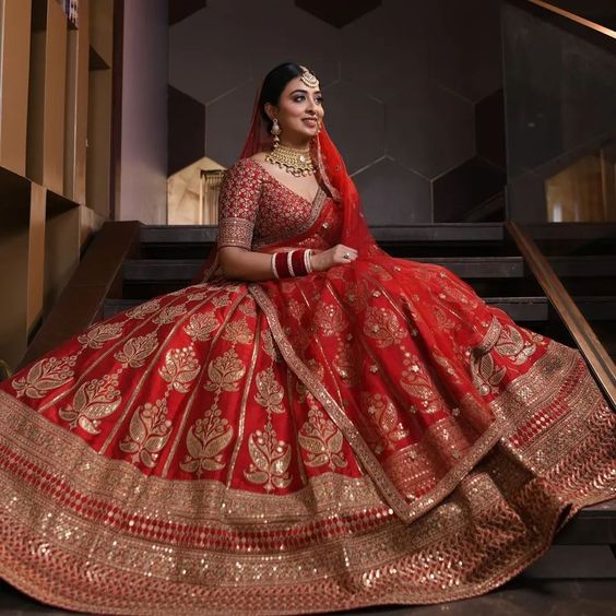 bridal lehenga red