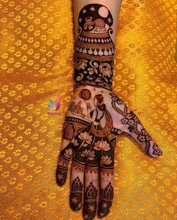 detailed motif modern karva chauth mehndi designs