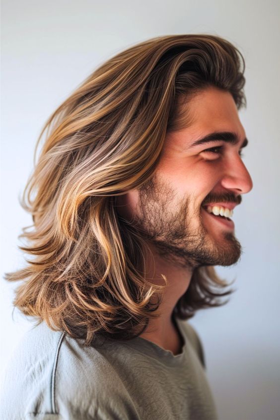 layered long hairstyle for men
