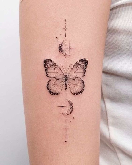 minimalist tattoo design with butterfly